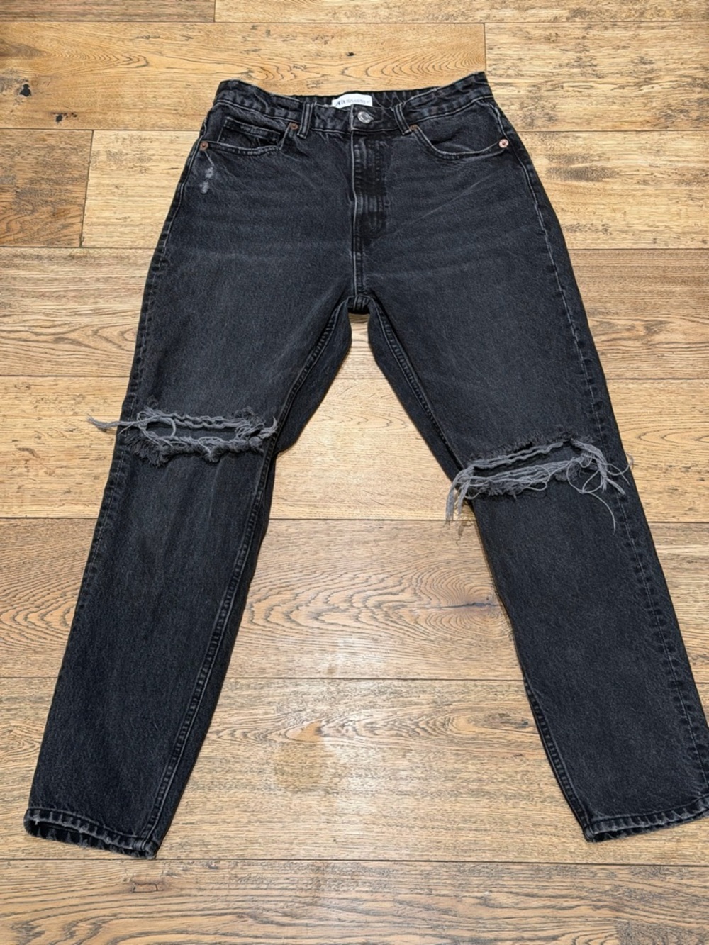 ZARA mom fit distressed jeans -8